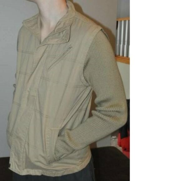 Mens Levis Jacket Beige Large California Mock Layer Sweater Sleeve Zip Front - Picture 2 of 7